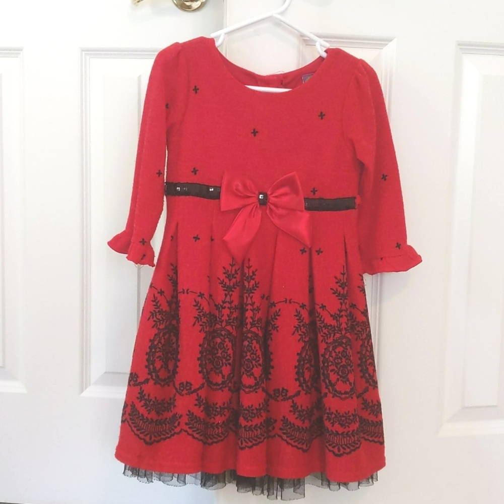 Red embroidered dress